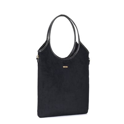 Bolsa Shopper Veludo Cotele Preto Alça Dupla