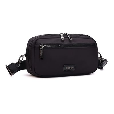 Necessaire Nylon Preta Alça Ombro