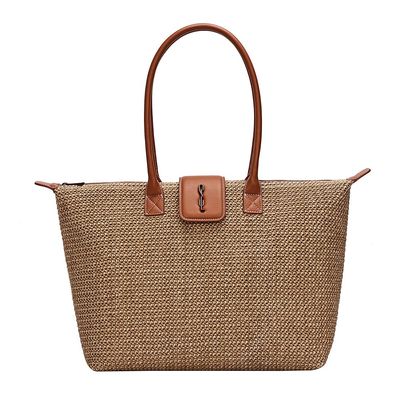 Bolsa Shopper Tramado Bege Alça Ombro