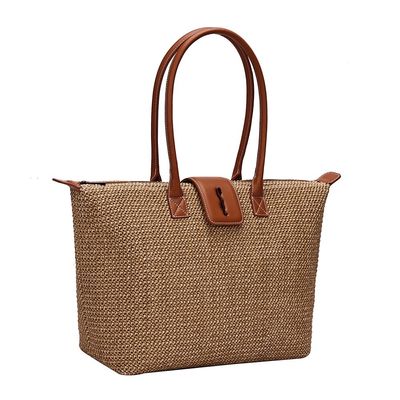 Bolsa Shopper Tramado Bege Alça Ombro