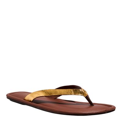 Rasteira Couro Metallic Balla Ouro