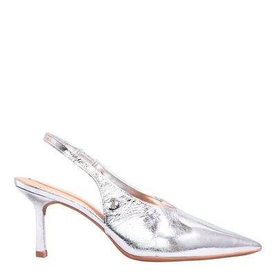 Scarpin Couro Metallic Balla Prata