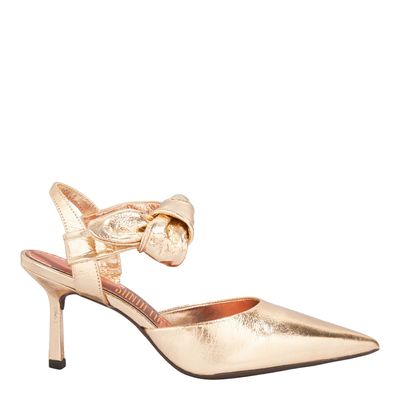 Scarpin Couro Metallic Balla Ouro Light
