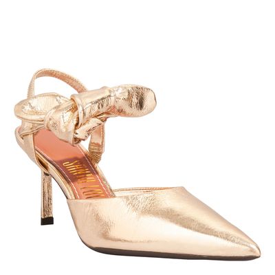 Scarpin Couro Metallic Balla Ouro Light