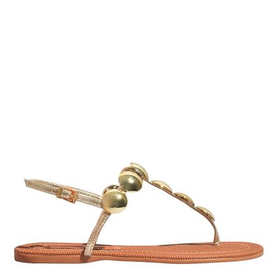 Rasteira Metalizado Reflexo Ouro Light