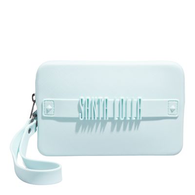 Clutch Borracha Azul Alça De Mão