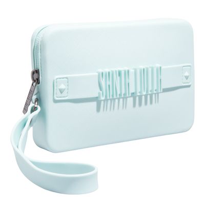 Clutch Borracha Azul Alça De Mão