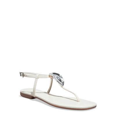 Rasteira Napa Madri Off White Metal Orgânico