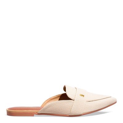 Mule Linho Copacabana Branco Bico Fino