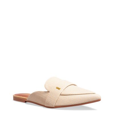 Mule Linho Copacabana Branco Bico Fino