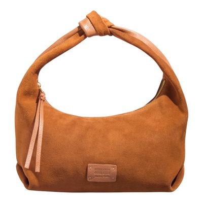 Bolsa Couro Camurça Marrom Safari Alça Ombro