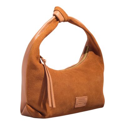 Bolsa Couro Camurça Marrom Safari Alça Ombro