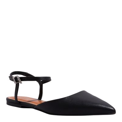 Sapatilha Couro Nobre Soft Preto Bico Fino