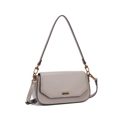 Bolsa Baguete Média Soft Cinza Alça Ombro