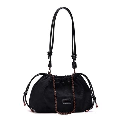 Bolsa Veludo Cotele Preto Alça Ombro