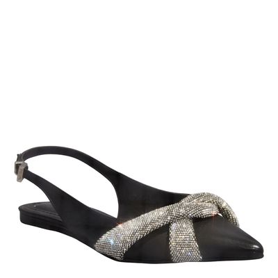Sapatilha Slingback Couro Confort Preta Bico Fino