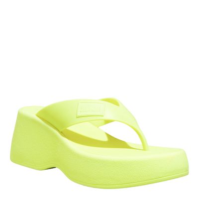 Tamanco Thong Plataforma Borracha Amarelo Fluor