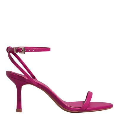 Sandália Couro Pelica Rosa Pink Salto Médio Fino