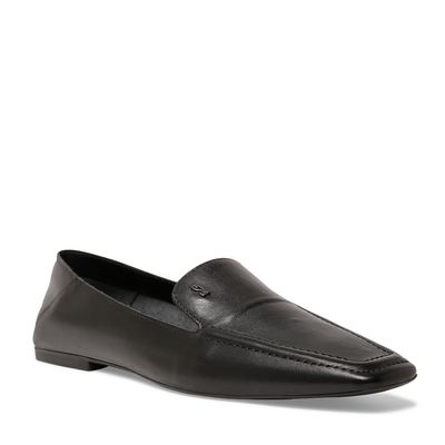 Mocassim Couro Nobre Soft Preto Bico Quadrado