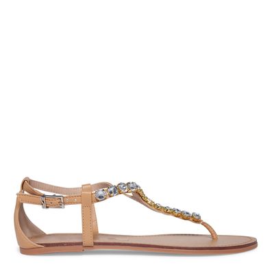 Rasteira Pedraria Napa Soft Bege