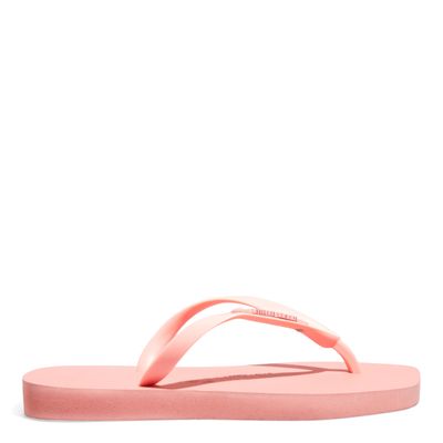 Chinelo Flip Flop Borracha Laranja Pêssego Bico Quadrado