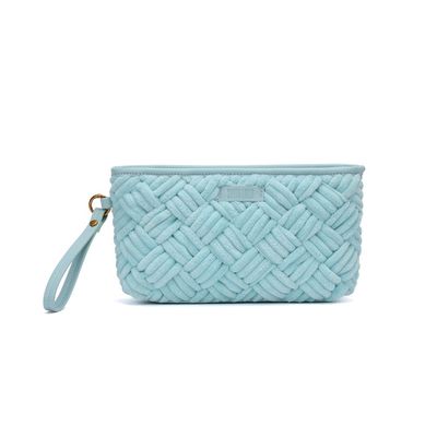 Clutch Atoalhado Azul Alça De Mão