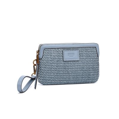 Clutch Tramado Azul Alça De Mão
