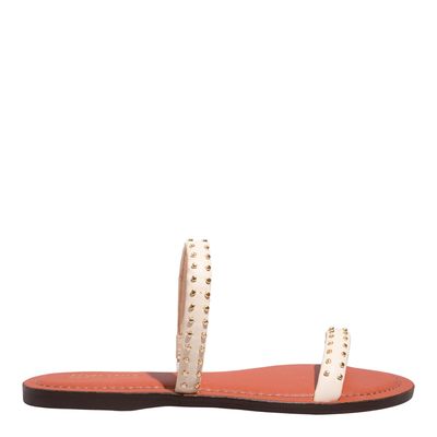 Rasteira Napa Soft Tachas Creme