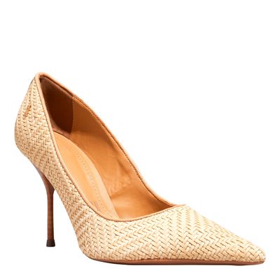 Scarpin Tresse Bege Bico Fino Salto Agulha