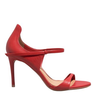 Sandália Couro Pelica Soft Vermelho Salto Alto Fino