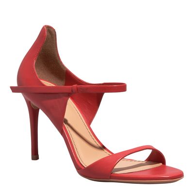 Sandália Couro Pelica Soft Vermelho Salto Alto Fino