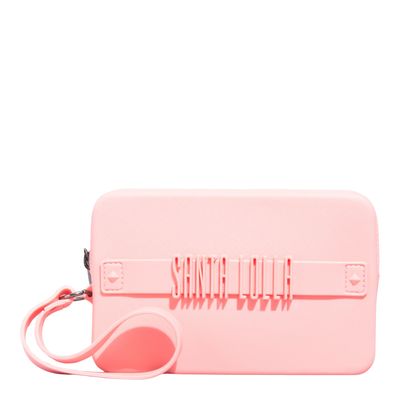 Clutch Borracha Laranja Pêssego Alça De Mão