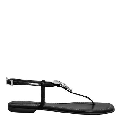 Rasteira Napa Madri Preto Metal Orgânico