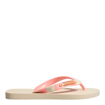 Chinelo Flip Flop Borracha Off White E Rosa