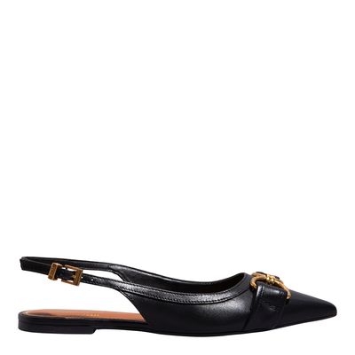 Sapatilha Slingback Couro Nobre Soft Preto Bico