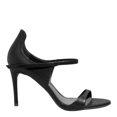Sandália Couro Pelica Soft Preto Salto Alto Fino
