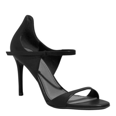 Sandália Couro Pelica Soft Preto Salto Alto Fino