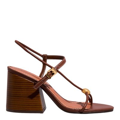 Sandália Napa Soft Marrom Salto Grosso
