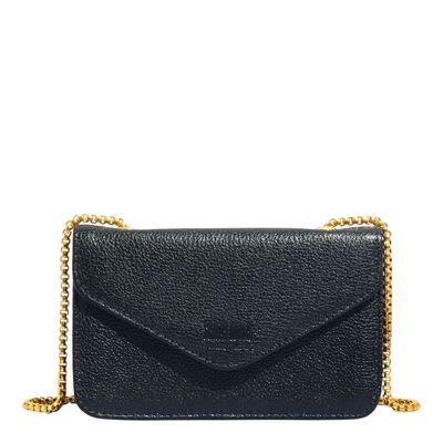 Bolsa Envelope Couro Floater Preta Alça Transversal
