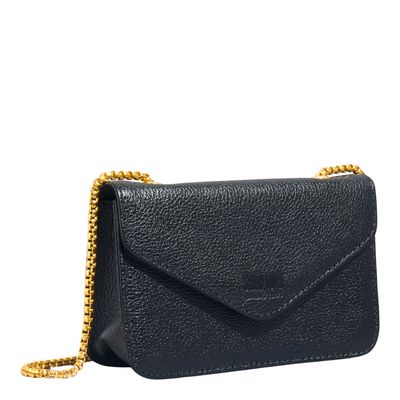 Bolsa Envelope Couro Floater Preta Alça Transversal