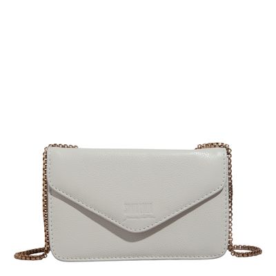 Bolsa Envelope Couro Floater Bege Alça Transversal