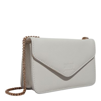 Bolsa Envelope Couro Floater Bege Alça Transversal