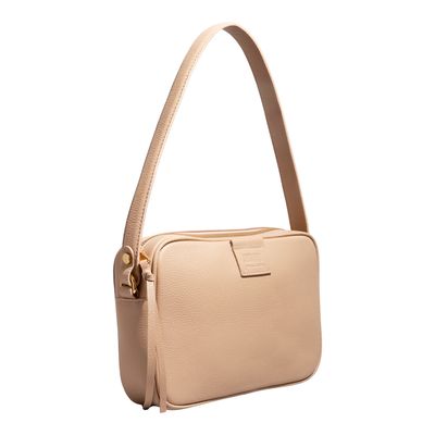 Bolsa Couro Floater Bege Alça Ombro