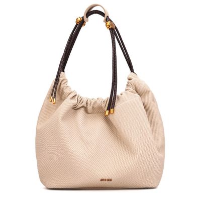 Bolsa Grande Material Canvas Bege Alça Ombro