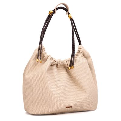 Bolsa Grande Material Canvas Bege Alça Ombro