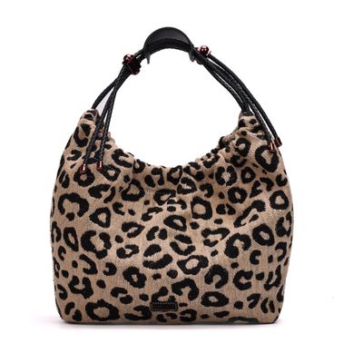 Bolsa Grande Tramado Estampa Animal Print Onça Alça Ombro