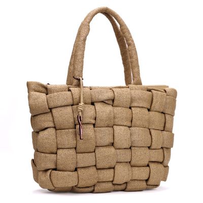 Bolsa Grande Tramado Bege Alça Ombro