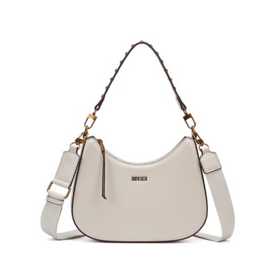 Bolsa Baguete Meia Lua Soft Off White Alça Dupla
