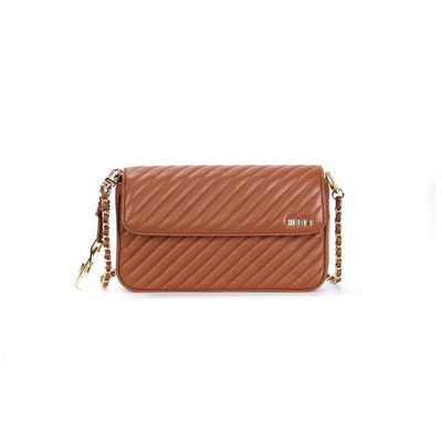 Bolsa Pequena Soft Marrom Alça Corrente Transversal