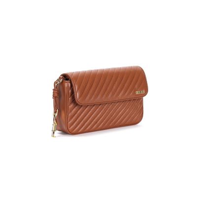 Bolsa Pequena Soft Marrom Alça Corrente Transversal